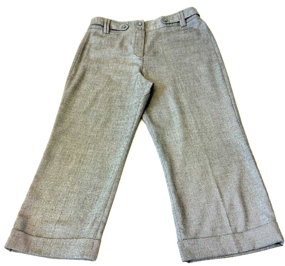 Larry Levine Women's Capri Pants Sz 10 Gray Cropped Cuffed Career Office
